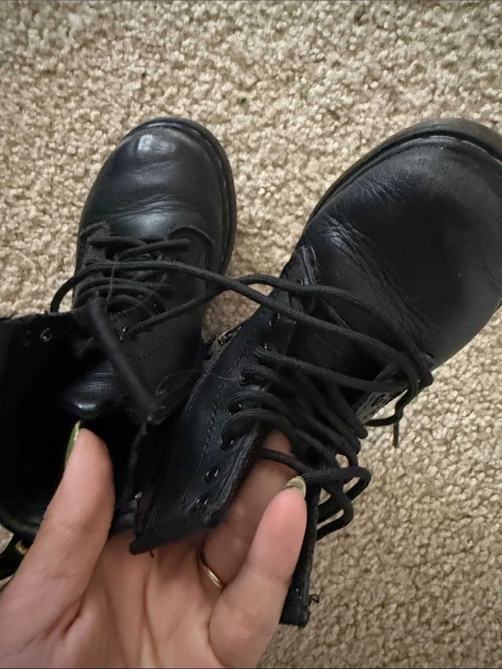 Dr. Martens Kids Black Leather Lace-Up Ankle Boots
